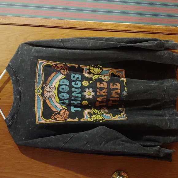 Butterfly Good Things Take Time, distressed oversized sweatshirt, drop shoulder - Picture 4 of 7